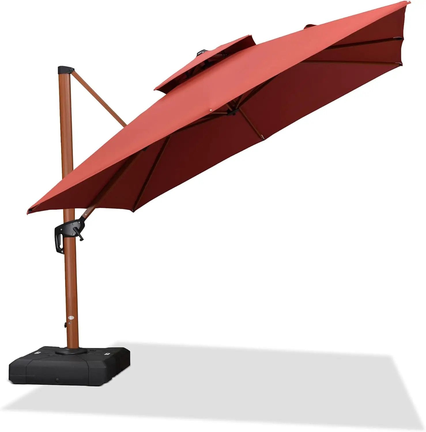 PURPLE LEAF 10ft Patio Umbrella Outdoor Square Umbrellas Large Cantilever Umbrella Windproof Offset Umbrellas Heavy Duty Sun Umbrella for Garden Deck Pool Patio, Brick Red by GreenHaven Gardens