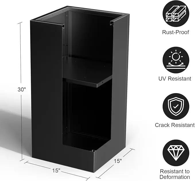 Tall Metal Cube Planter for Outdoor Plants 15" L x 15" W x 30" H 2 Pack, Heavy Duty Steel Planter Box with Removable Insert Shelf, Rectangular Planters for Porch, Garden, Yard, Hotel (Black) by GreenHaven Gardens