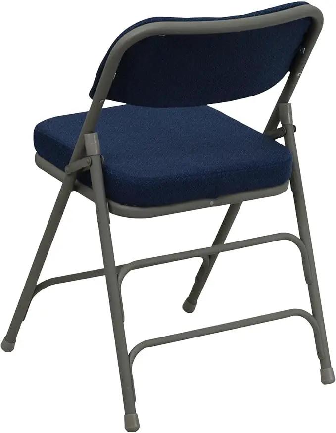 Flash Furniture Hercules Series Metal Folding Chairs with Cushioned Seat, Fabric Upholstered Event Chairs with 300-lb. Static Weight Capacity, Set of 4, Navy by GreenHaven Gardens