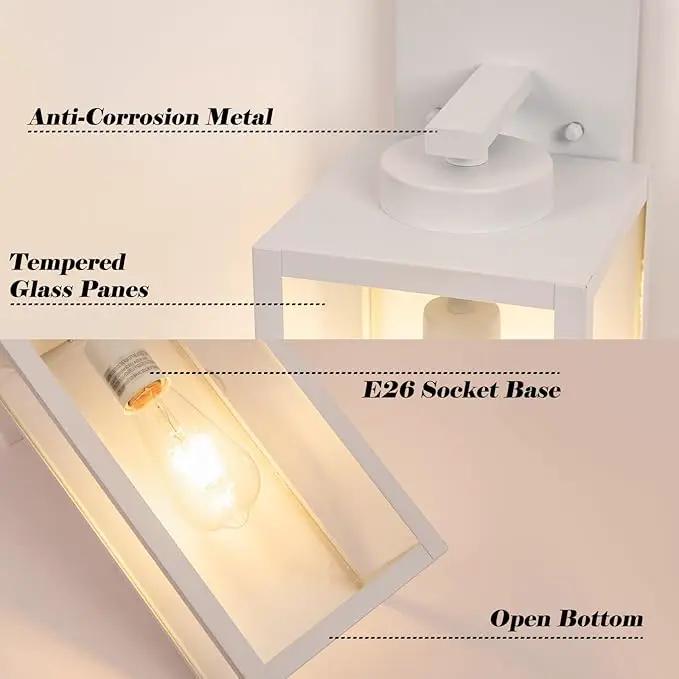 16-inch Large Outdoor Wall Light Fixture, White Exterior Wall Lantern Waterproof, Farmhouse Porch Sconce Lighting with Glass, Modern Outside Lights for House, Garage, Patio Lamp, 2 Packs by GreenHaven Gardens