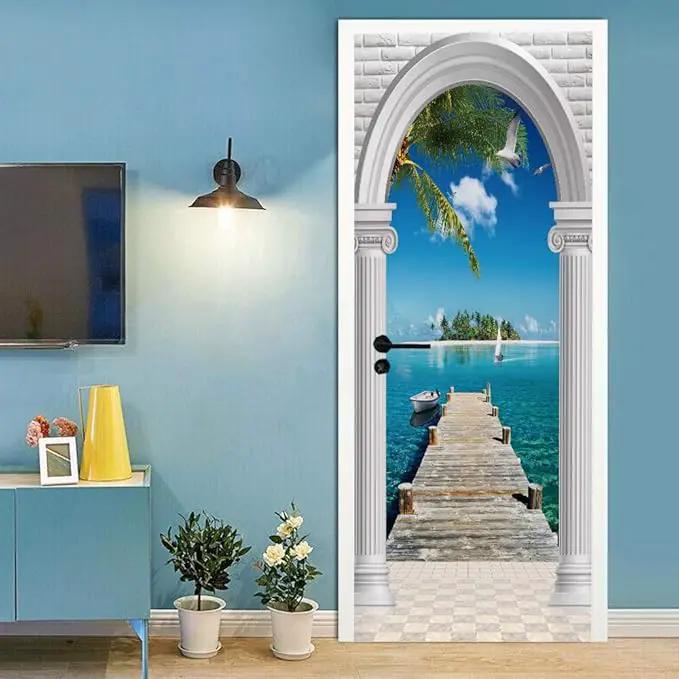 3D Door Stickers Murals - Peel & Stick Landscape - Wallpaper Decals - Removable PVC Waterproof Door Poster - Bedroom & Living Room Decoration - 37.4" x 84.6" by GreenHaven Gardens