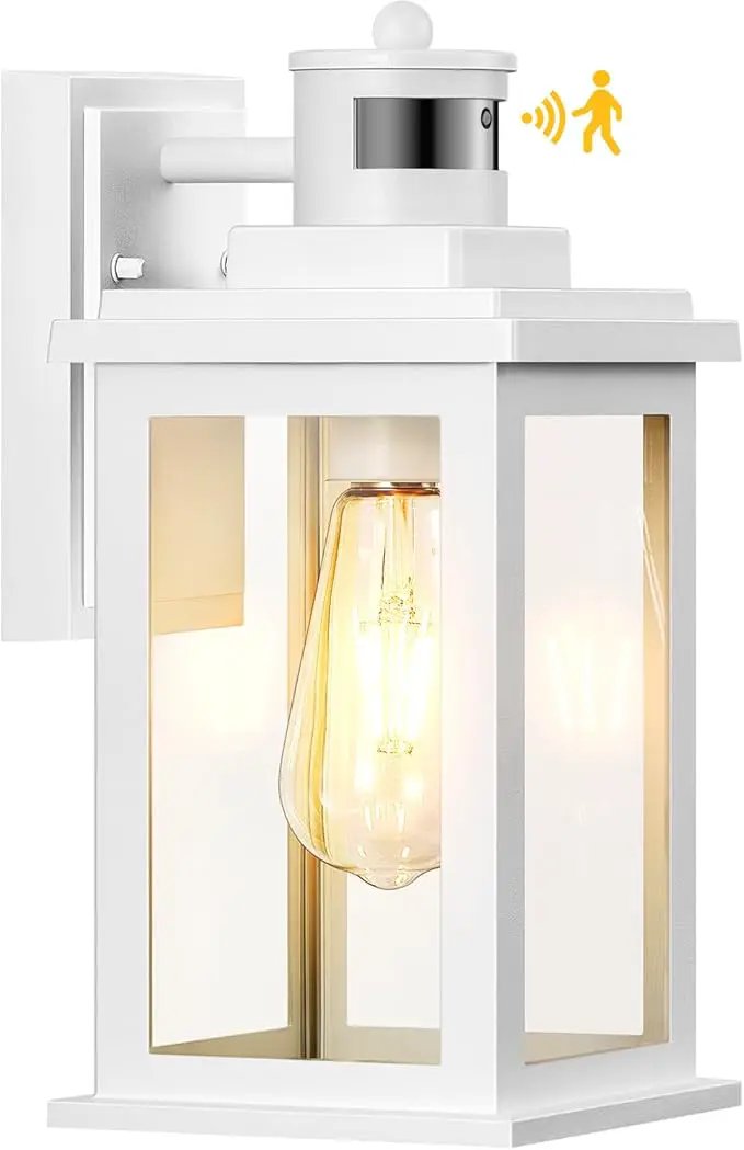 VIANIS Motion Sensor Porch Lights, 2 Packs Outdoor Wall Lights Wall Mount, White Dusk to Dawn Outdoor Sconce Lights, Waterproof Exterior Light Fixture for House, Garden, Patio,Hardwired, Non-Solar by GreenHaven Gardens