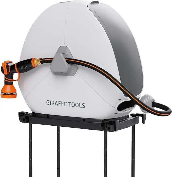 Giraffe Tools Ground Mounted Retractable Hose Reel 1/2 Inch x 82FT, Heavy Duty Automatic Rewind Garden Hose Reel, with Flexible Swivel Base for Lawn, Concrete Floor by GreenHaven Gardens
