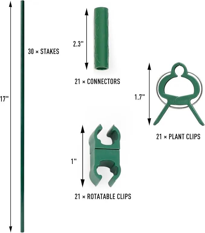 MAXPACE 93pcs Garden Stakes Kit: Includes 30 Sets of Fiberglass Plant Sticks Supports & Accessories for DIY 4ft, 5ft, 6ft, 7ft Stakes for Tomato, Vegetables, Indoor & Outdoor Gardening Supplies by GreenHaven Gardens