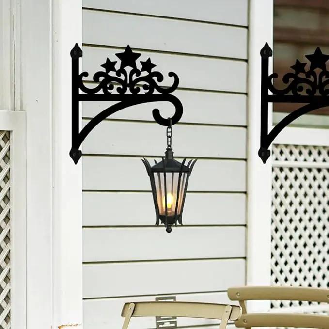 peacoblue Iron Plant Hanger Hook for Outdoor Indoor Hanging Plant Flower Fern Pot Lantern Bird Feeder,12"x14" Weather Resistant Metal Wall Holder for Porch Garden Farmhouse(Five-Pointed Star) by GreenHaven Gardens