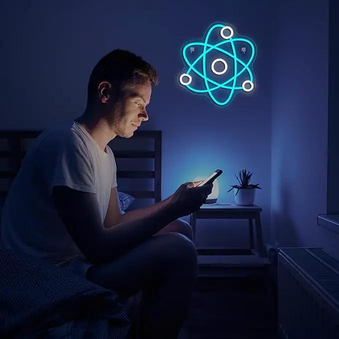 Molecule Neon Sign Blue White Led Neon Lights Neon Bar Signs for Wall Decor USB Light Up Sign Neon Molecular Structure Signs for Boys Room Party Kids Room Birthday by GreenHaven Gardens