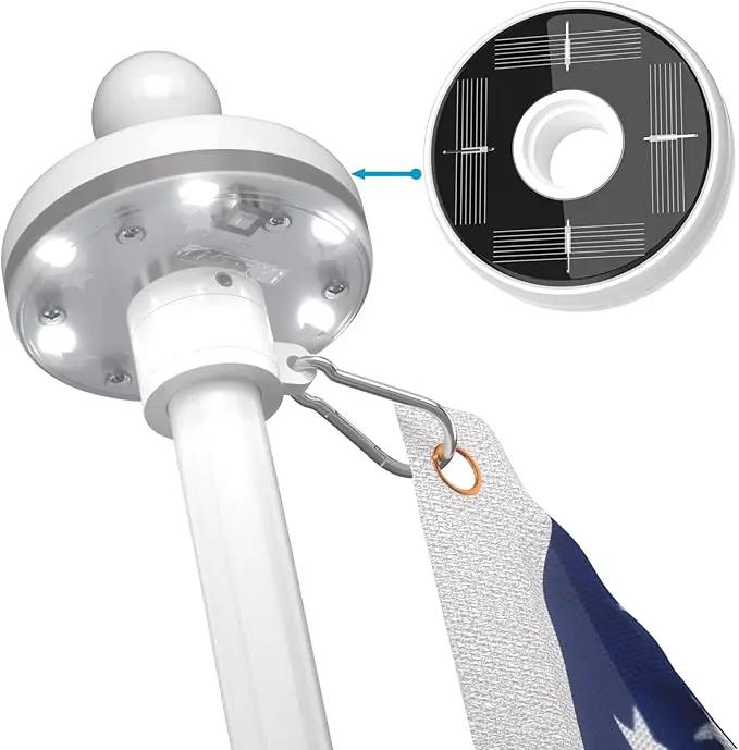 ZMTECH Flag Pole with Solar Light - Adjustable Bracket, 6 FT Stainless Steel Flag Poles for Outside House, Garden or Yard, Tangle Free Flagpole Kit for American Flag (Without Flag, White) by GreenHaven Gardens