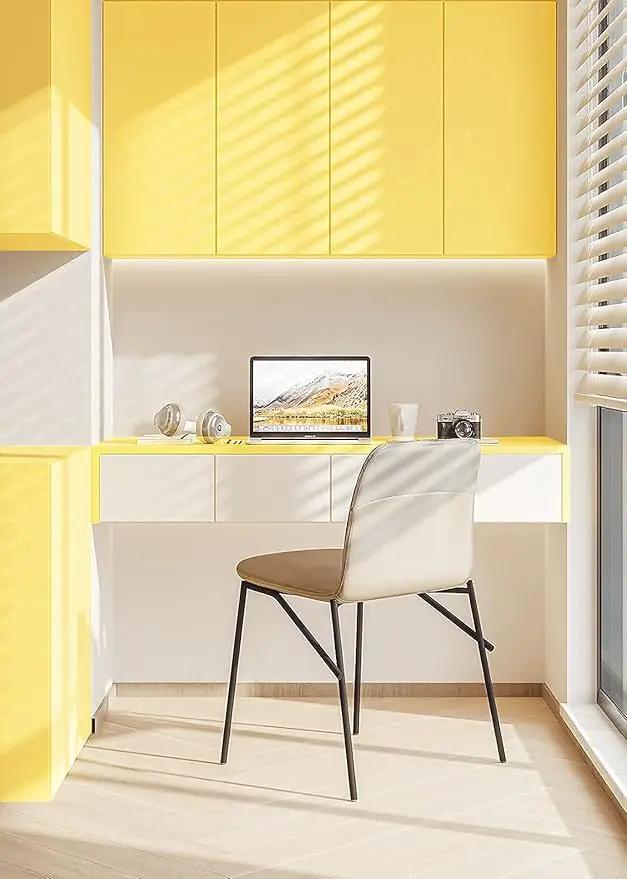 Dimoon 78.7''x17.7'' Yellow Peel and Stick Wallpaper Contact Paper Modern Self Adhesive Wall Paper Removable Renter Friendly Textured Solid Color Shelf Cabinet Vinyl Roll (78.7''x17.7'',Yellow) by GreenHaven Gardens