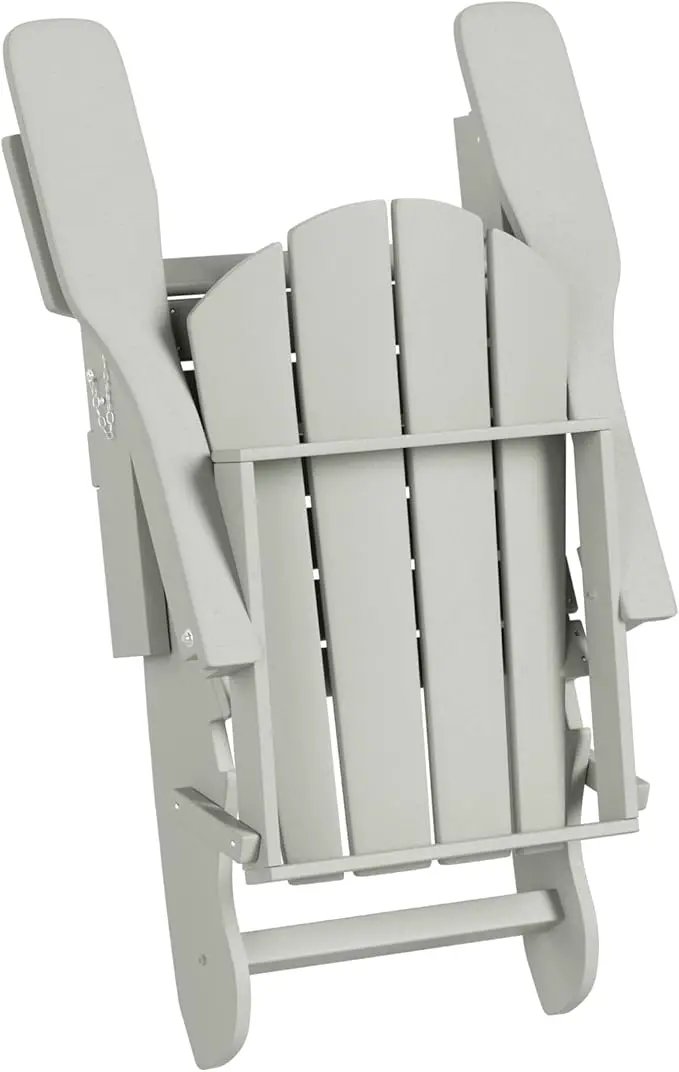 WO Home Furniture Adirondack Chair Table Set of 2 PCS Outdoor Folding Chair w Side Table Weather/UV Resistant for Lawn, Garden, Bon Fire, Balcony (Sand) by GreenHaven Gardens