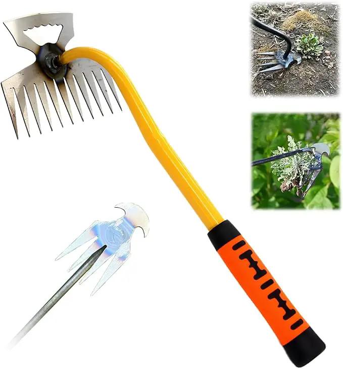 Weeding Artifact Uprooting Garden Weeding Tool, Upgraded Weed Removal Tool, Stainless Steel/Manganese Steel Weed Puller Manual Weeders for Home Gardening Yard Farmland (11 Teeth-Weed Tool) by GreenHaven Gardens
