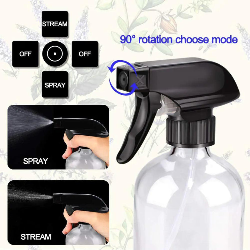 Wedama Glass Spray Bottle, 2 Pack Clear 16 oz Glass Spray Bottles for Cleaning Solutions and Essential Oils, Refillable Empty Spray Bottle with Adjustable Nozzles for Alcohol, Plant and Hair Care by GreenHaven Gardens