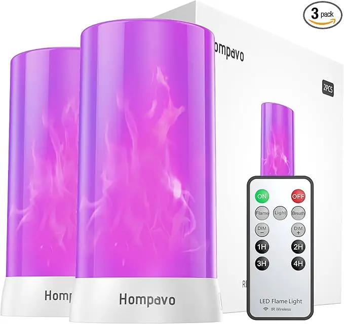 Hompavo 【Upgraded】 LED Flame Lights with Remote & Timer, Waterproof 4-Mode Rechargeable Battery Operated Flameless Candles, Pillar Flickering Lanterns for Room Patio Wedding Halloween Home Decor by GreenHaven Gardens