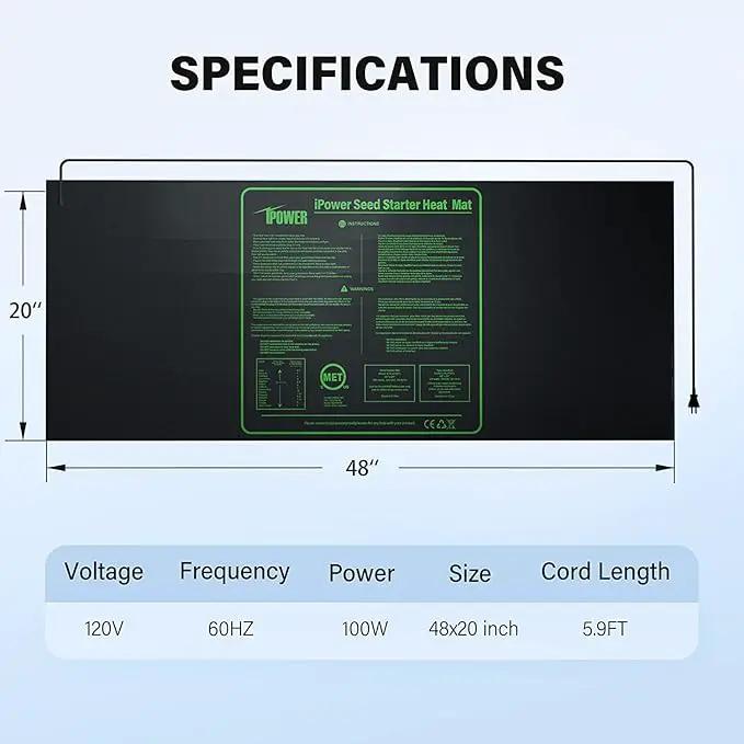 iPower 40-108 Degrees Fahrenheit Digital Heat Mat Thermostat Controller and 48" x 20" Hydroponic Seeding Warm Pad Plant Starting Kit Combo, 2 Pack by GreenHaven Gardens