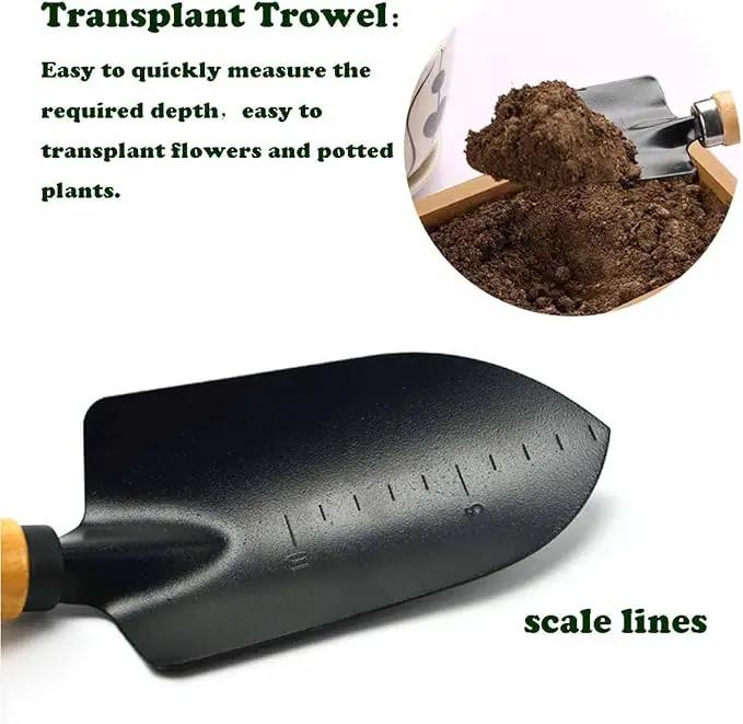 3 Pieces Garden Tools Set-Garden Rake Trowel, Gardening Tools with Wood Handle,Iron Crafts Gardening Work Kit with Solid Wood Ergonomic Handle Tools Succulent Gift Set Outdoor Gardening Tools(Black) by GreenHaven Gardens