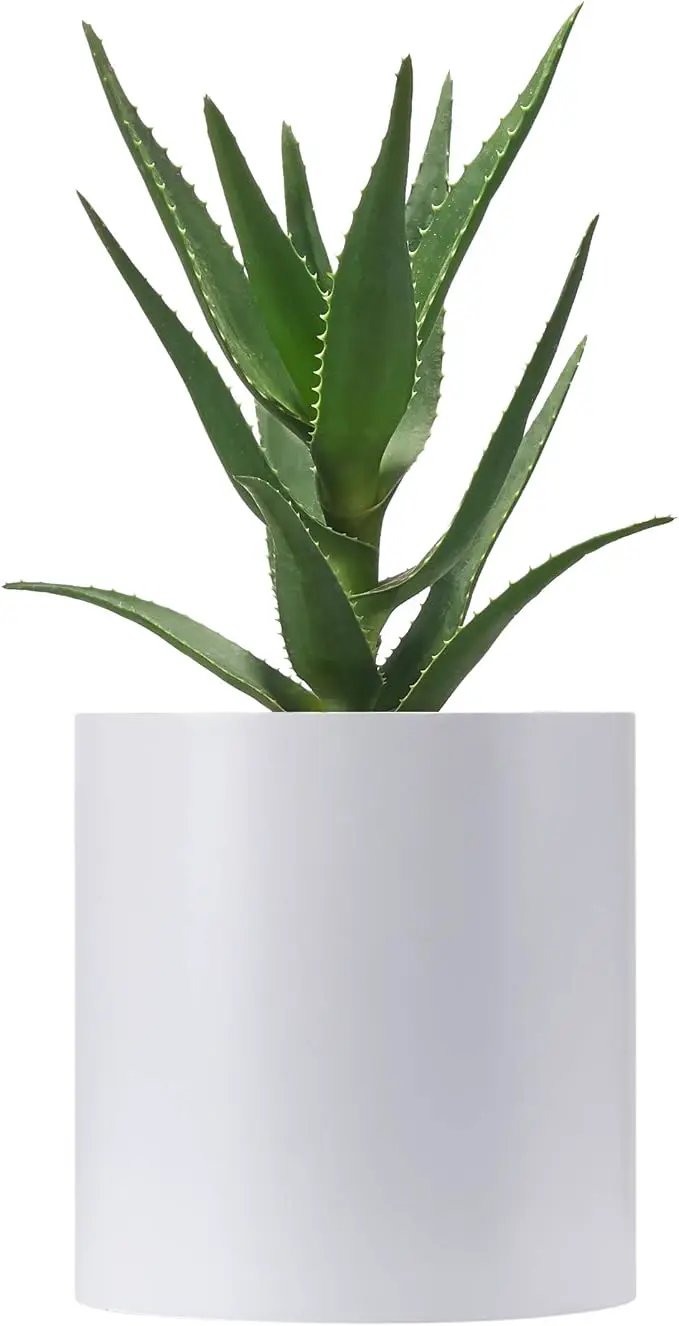 FaithLand Plant Pot 8 inch - Perfectly Fits Mid-Century Modern Plant Stand - Drainage Plug and Drainage Mesh Screen - White Planter Pot. by GreenHaven Gardens