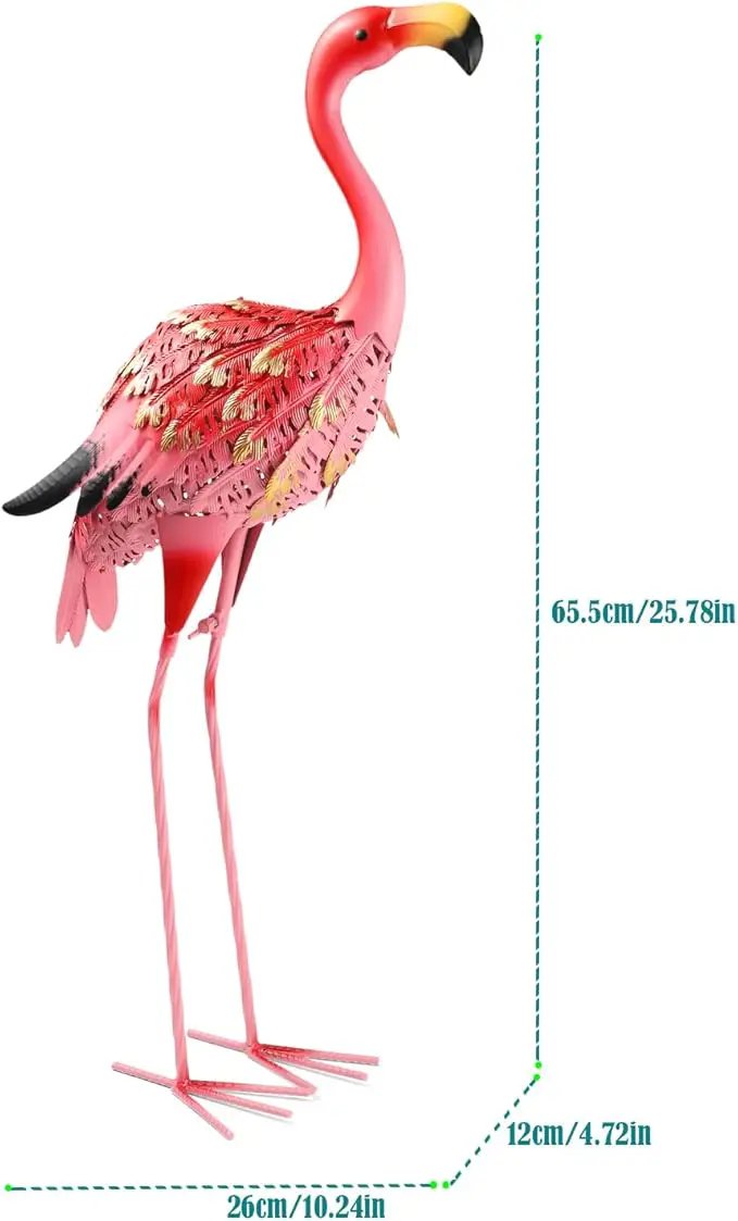 Garden Statues Flamingo Sculptures Metal Yard Art, Pink Bird Art Outdoor Backyard Decor Patio Lawn Porch Ornament Flamingo Yard Decoration (Red with Gold) by GreenHaven Gardens