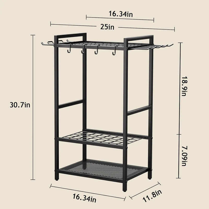 Garden Garage Tool Organizer Yard Tool Organizer for Garage with 4 Hooks, Heavy duty Steel Garden Tool Rack Holds up to 48 Long Handled Yard tools for Storage by GreenHaven Gardens