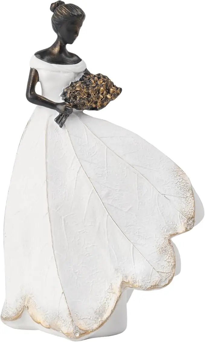 Guichifun Fairy Statue Collection Home Decoration - White Leaf Angel Girls Resin Home Decor for Outside or Inside Rustic Garden Outdoor Yard Decorations Figurines Gift 7.5 x 4.5 x 11.5 Inch by GreenHaven Gardens