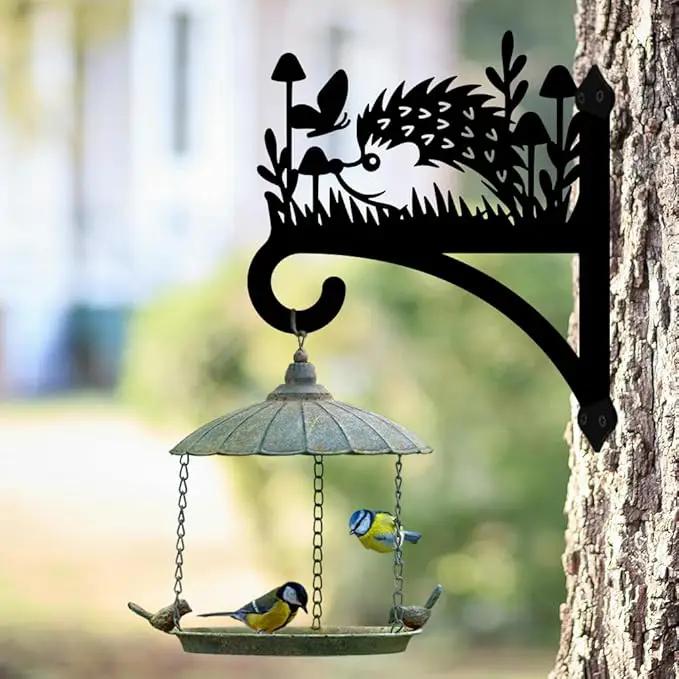 peacoblue Iron Plant Hangers Hooks for Outdoor Indoor Hanging Plants Flower Fern Pots Lantern Bird Feeder Wind Chimes, 12”x14” Weather Resistant Metal Wall Holder for Porch Garden Farmhouse(Hedgehog) by GreenHaven Gardens