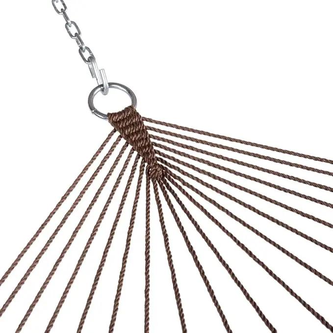 Lazy Daze Hammocks 10.5 FT Double 2 Person Caribbean Rope Hammock, Hand Woven Polyester Hammock with Spreader Bars for Outdoor Backyard Patio Poolside, 450 LBS Capacity, Brown by GreenHaven Gardens