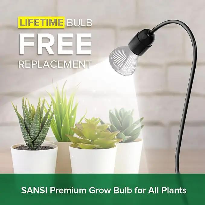 SANSI LED Grow Lights for Indoor Plants, Lifetime Free Bulb Replacement, 150W Full Spectrum Gooseneck Clip Plant Grow Light, Plant Light with Timer 4/8/12 Hrs, High PPFD Growing Power Grow Lamp by GreenHaven Gardens