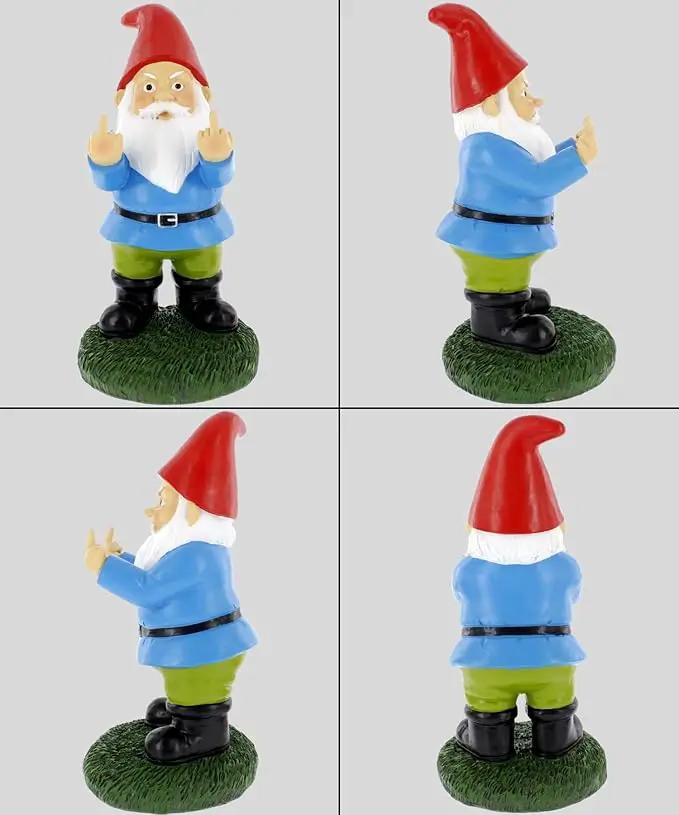 Gnometastic Middle Finger Gnome Statue, Large 12.5" Tall - Original Double Bird Garden Gnome Statue Decoration and Lawn Ornament - Outdoor Funny Garden Gnomes, Lawn Ornament by GreenHaven Gardens