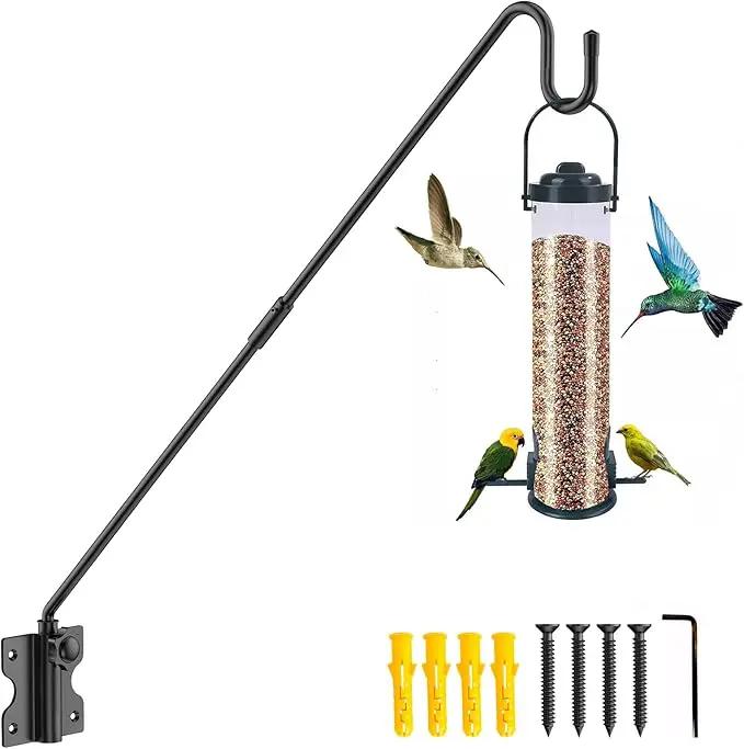 Wall Mount Heavy Duty Deck Hook-28 Inch Extended Reach Plant Hangers Outdoor -Bird Feeder Hanger for Deck Railing-Fence Plant Bracket Hooks for Hanging Hummingbird Feeders,Lanterns, More by GreenHaven Gardens