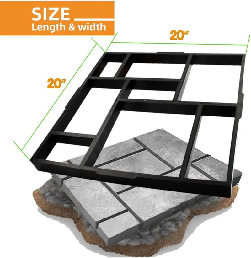 Avalution Plus Size 20"x20"x1.8" Walk Maker Reusable Concrete Pathmate Stone Mold Stepping Stone Paver Lawn Patio Yard Garden DIY Path Maker Paving Moulds(8 Grid) by GreenHaven Gardens