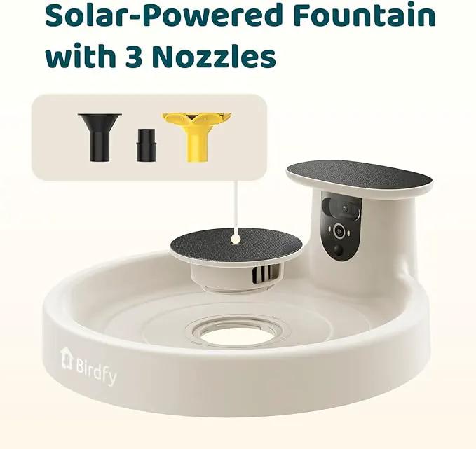 Birdfy Smart Bird Bath with Camera Solar Powered & Fountain, Dual-Lens Camera for Wildbird Watching, Auto Capture Bird Videos & Motion Detection - AI Lifetime Version (Yellowstone) by GreenHaven Gardens