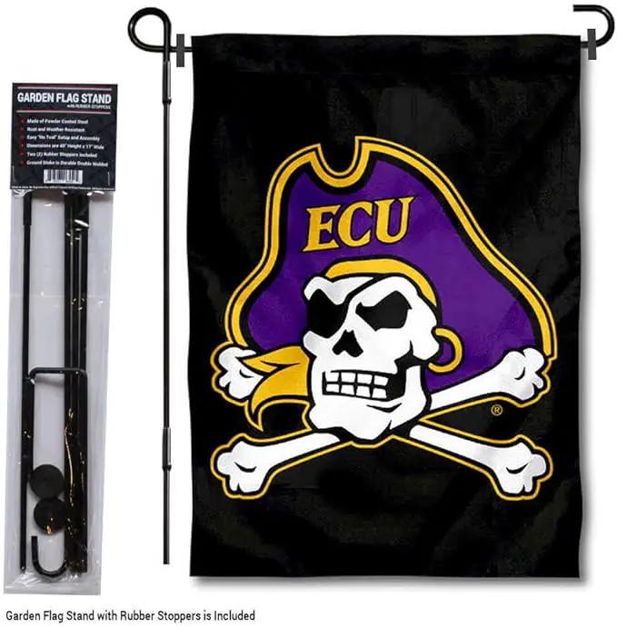 College Flags & Banners Co. East Carolina Pirates Garden Flag with Pole Stand Holder by GreenHaven Gardens