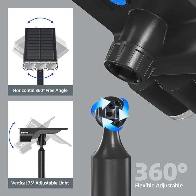 Barrina 36 LEDs Landscape Solar Spotlights, WRGB Solar Powered Dusk-to-Dawn Outdoor Garden Lights, 360° Horizontal Adjustable Spotlights for Garden Yard Patio Driveway Porch, 4 Packs by GreenHaven Gardens
