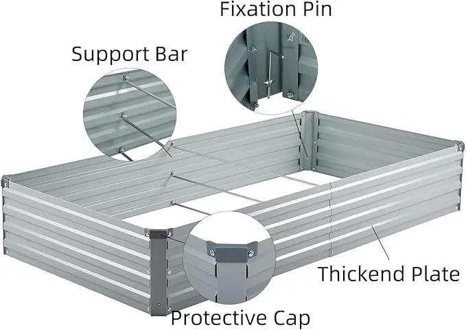 2 Pack 8x4x1FT Galvanized Raised Garden Beds Kit Outdoor Metal Gardening Planter Box for Vegetable Elevated Flower Herbs,Gray by GreenHaven Gardens