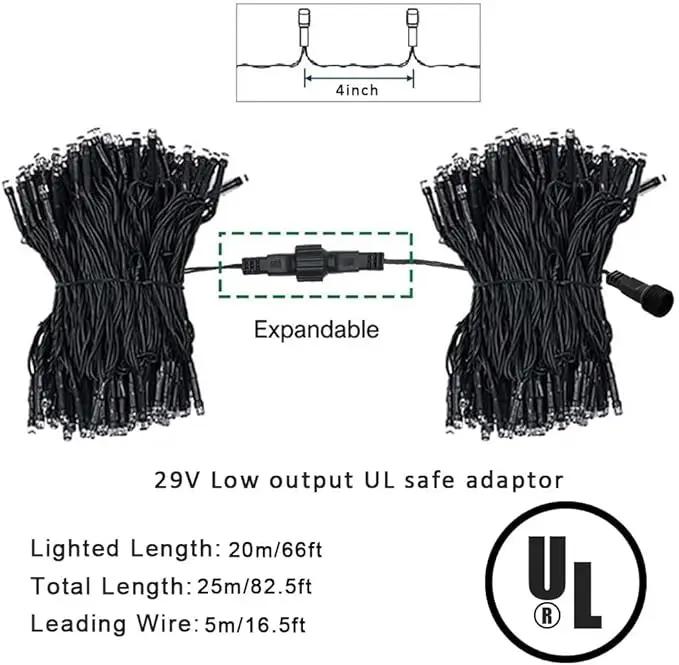 weillsnow 66 FT 200 LED Warm White Christmas Lights,Plug in Waterproof String Lights,8 Lighting Modes with Memory for Outdoor Indoor Garden Tree Christmas Party Decorations(Warm White) by GreenHaven Gardens