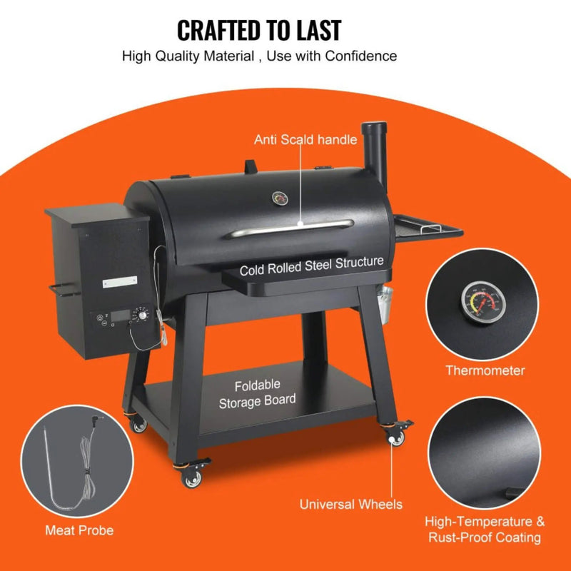62-Inch Heavy-Duty Portable Wood Pellet BBQ Grill With Cart (SAK91308) by SAKSBY WHOLESALE