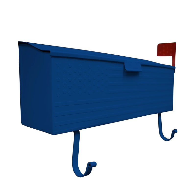 Blue American Flag Metal Wall Mounted Mailbox with Hangers by Sharicks