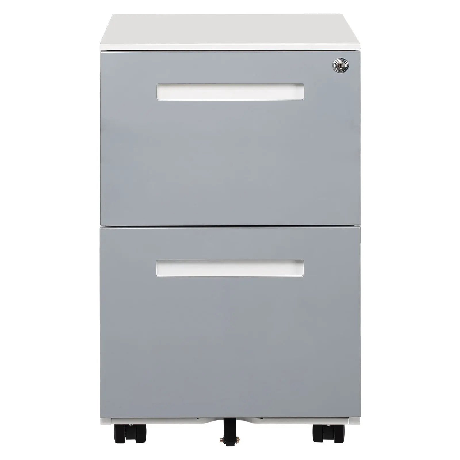 3 Drawer Mobile Locking File Cabinet, Rolling Filing Cabinet For Letter / A4 Size With 5 Wheels - Gray by Unique Piece Furniture