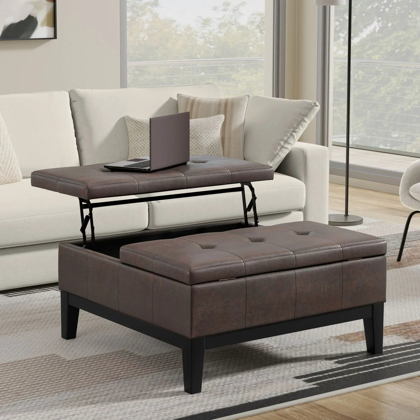 Dover - Multifunctional Lift Top Coffee Table Storage Ottoman by Unique Piece Furniture