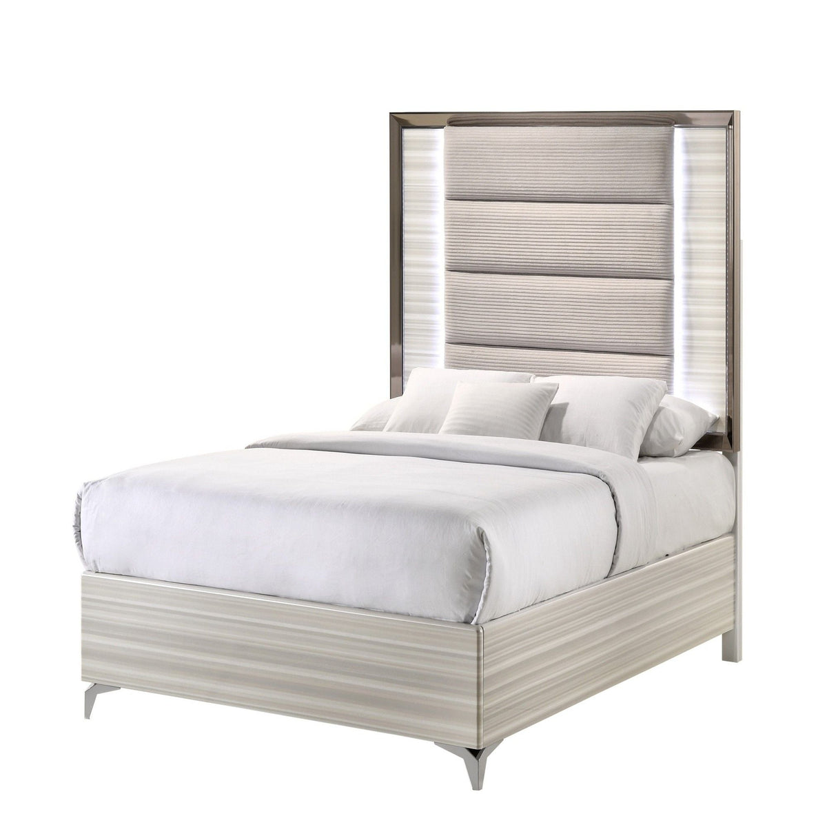 Modern LED Panel Bed with Storage - White, photo 3 of 5