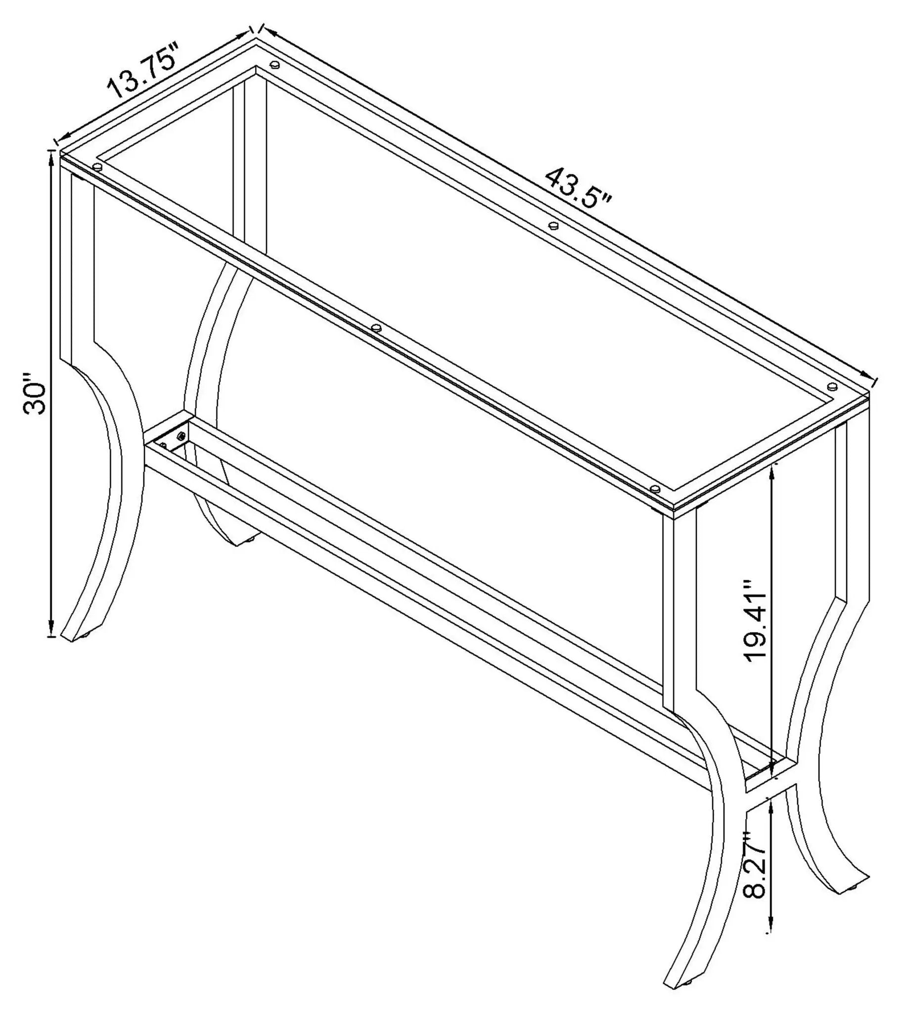 Saide Rectangular Glass Top Entryway Console Table Chrome by Unique Piece Furniture