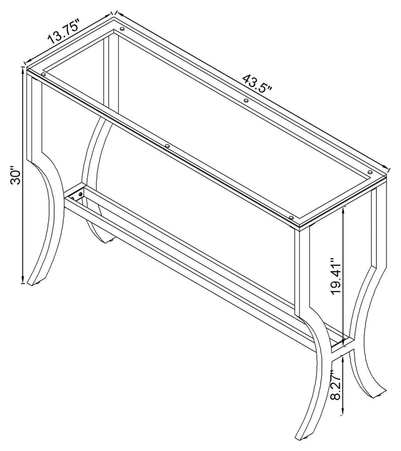 Saide Rectangular Glass Top Entryway Console Table Chrome by Unique Piece Furniture