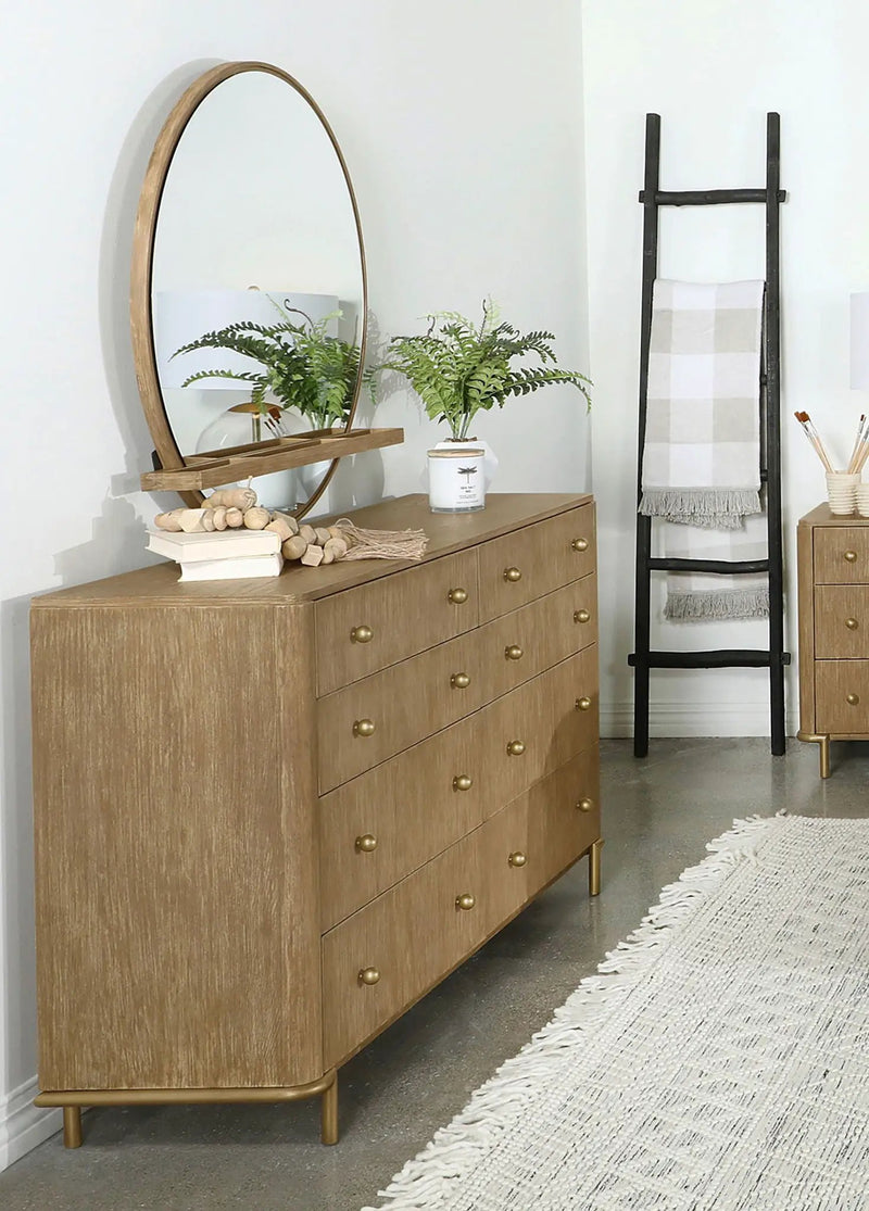 Arini 8-drawer Dresser with Mirror Sand Wash by Unique Piece Furniture