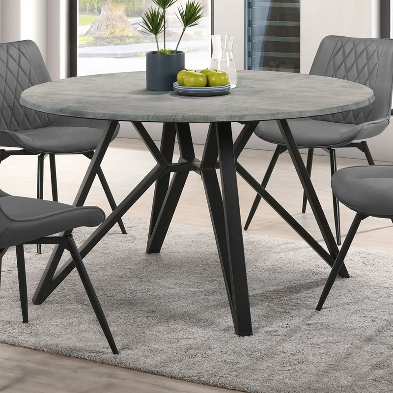 Royceton - Top Dining Table Industrial Round Dining Table - Gray / Black by HouseOfZazla