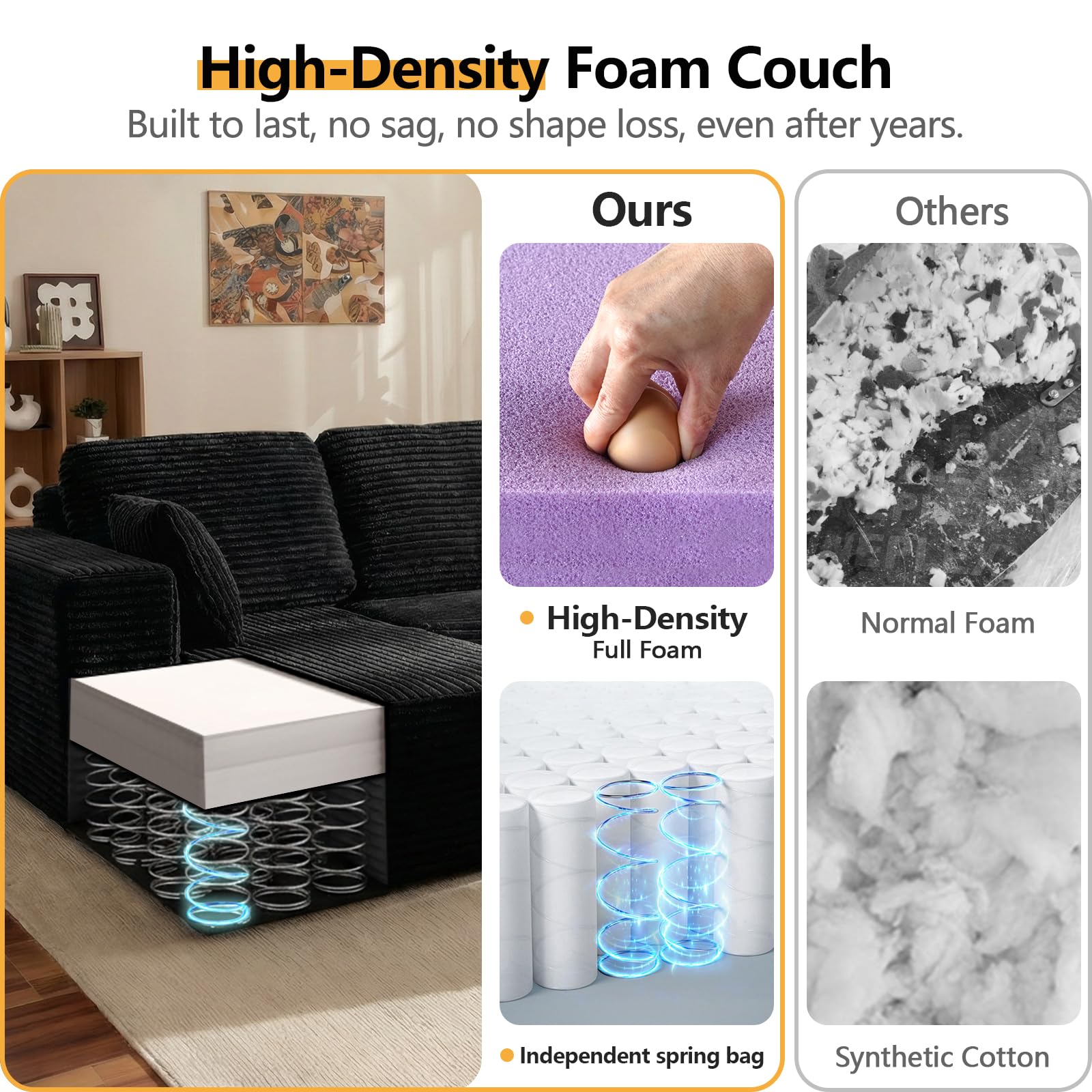96" Compressed L-Shape Sofa by HouseOfZazla