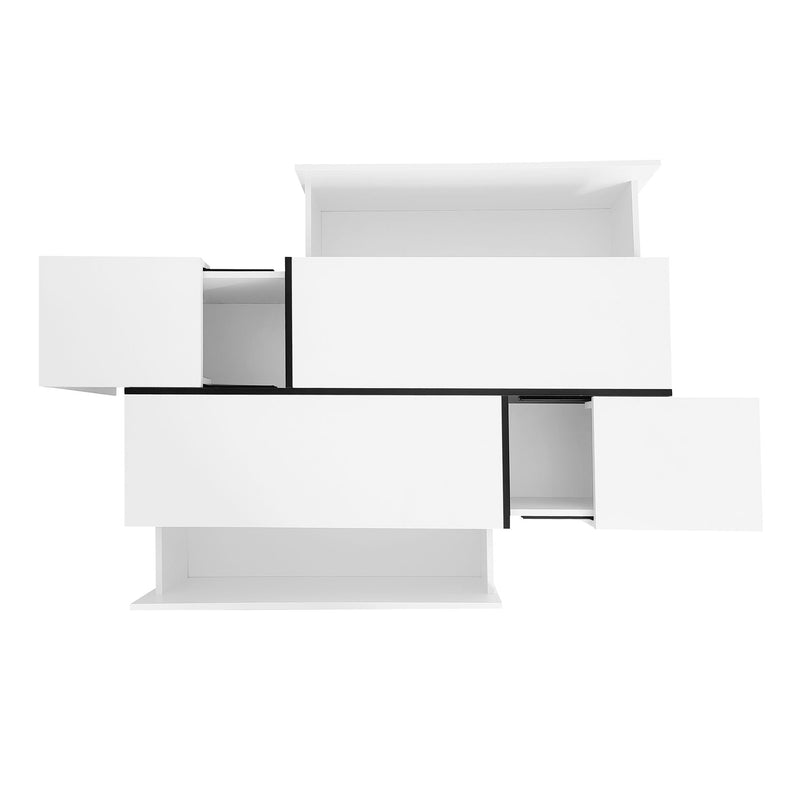 Extendable Coffee Table With 2 Hidden Storage Space And 2 Drawers For Living Room