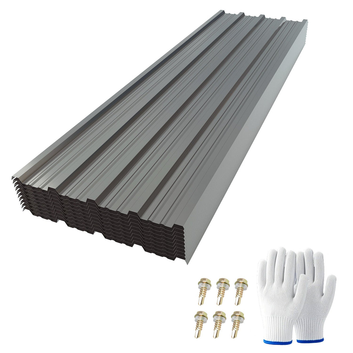 Corrugated Galvanized Steel Roofing Panels - 10 Pack