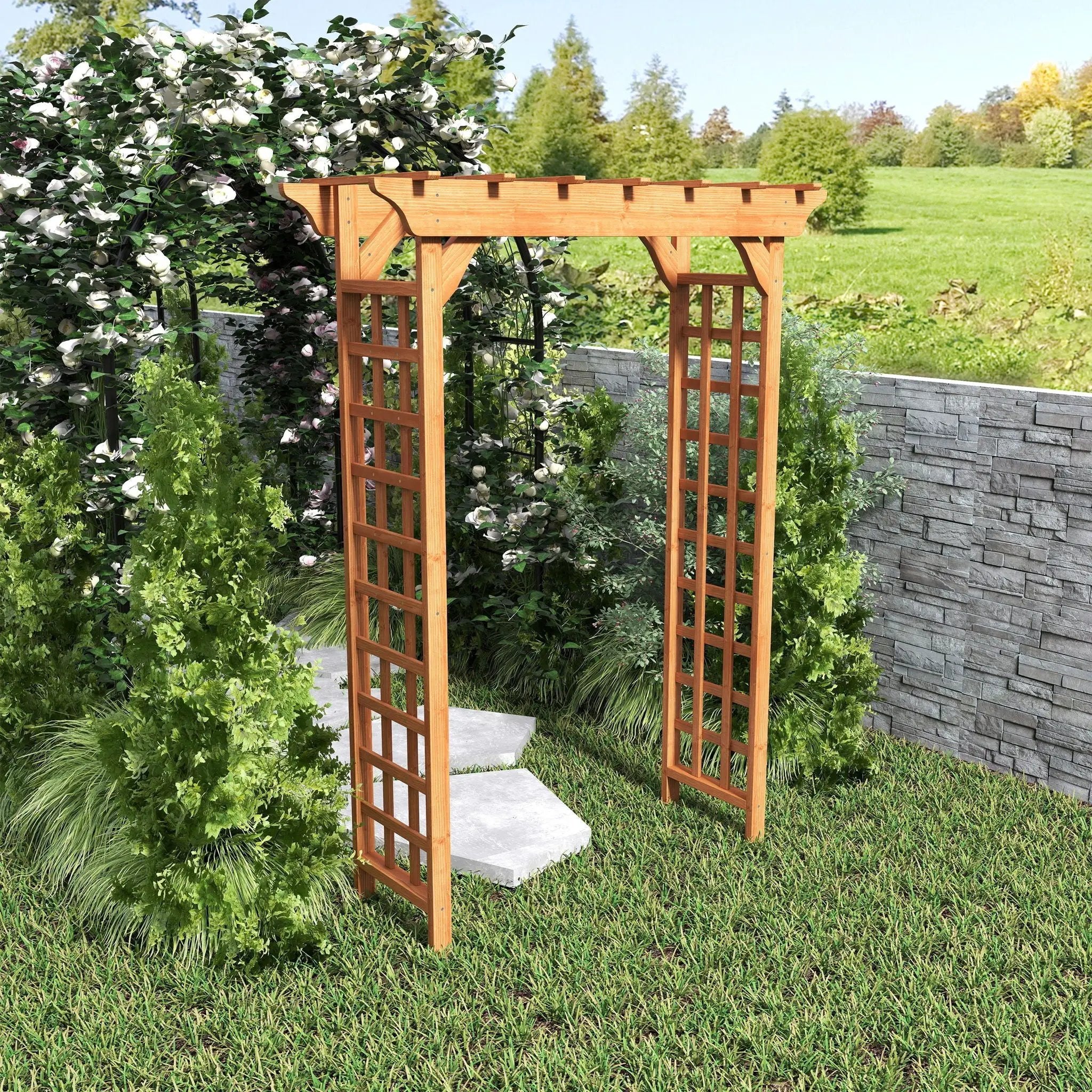 Arbor, Wedding Arch For Ceremony, Trellis For Plant Climbing, Christmas Decor Pergola For Garden Backyard - Yellow by Unique Piece Furniture