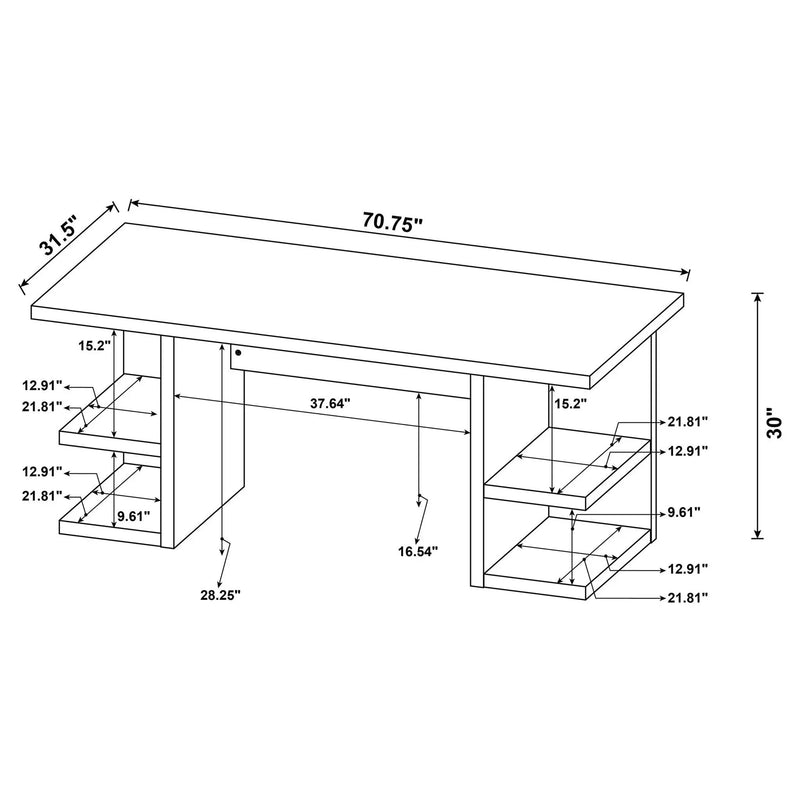 Hannah - 4 Shelf Writing Desk With Open Shelving - White by HouseOfZazla