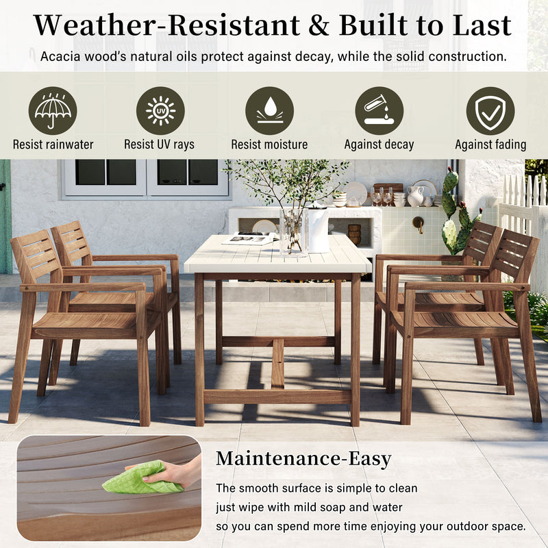 U_STYLE 5-Piece Outdoor Acacia Wood Dining Set by HouseOfZazla
