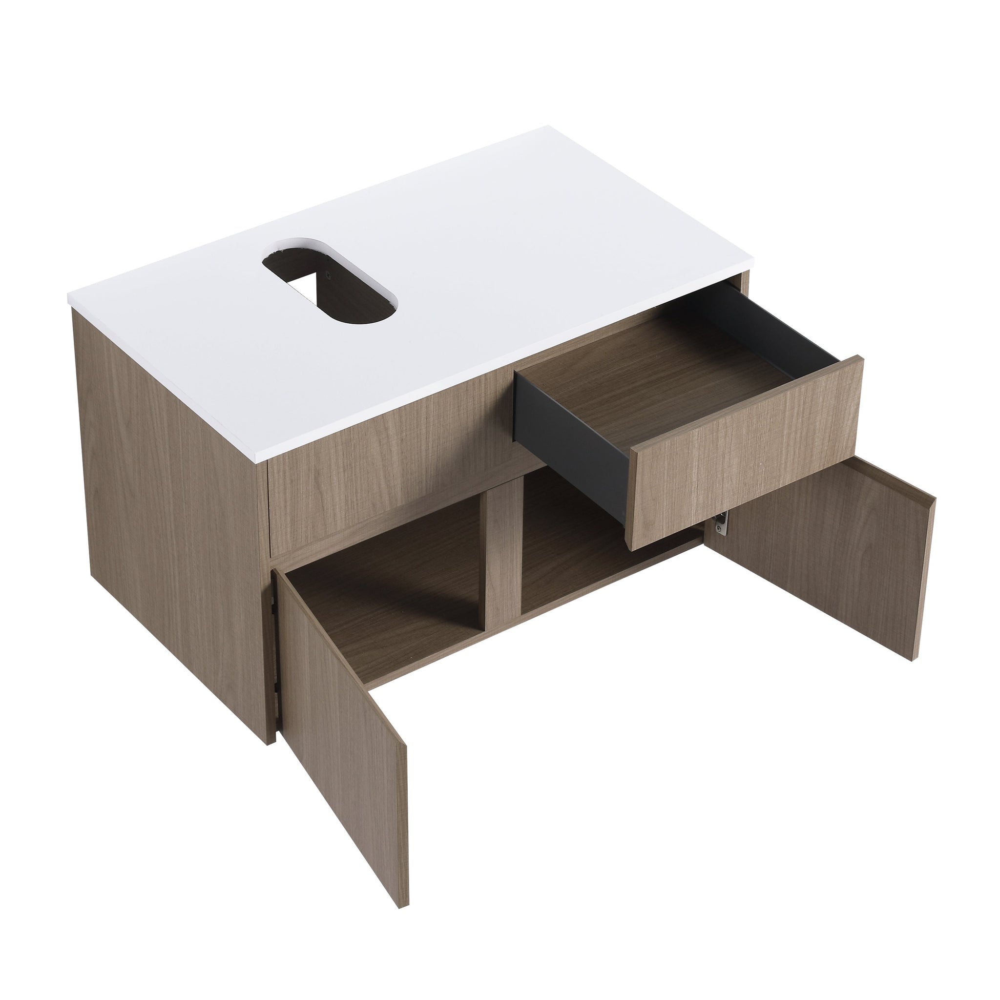 32-Inch Wall-Mounted Bathroom Vanity with Soft Close Doors and Drawer by HouseOfZazla