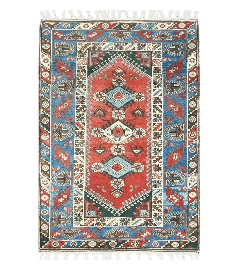 4' X 6' Handmade Turkish Super Kazak Shirvan Wool Rug Colorful by Jewel Rugs